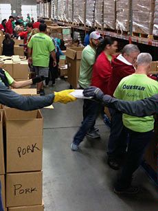 Utah 4-H volunteers sorting meat for the Utah Food Bank