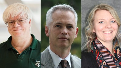 Faculty award recipients from left to right: JR Dennison, Brian Champagne and Breanne Litts.
