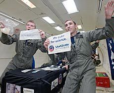 USU students float in microgravity plane