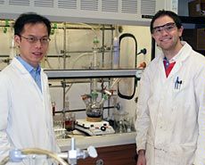 faculty mentor Yujie Sun with undergrad researcher Nick Labrum
