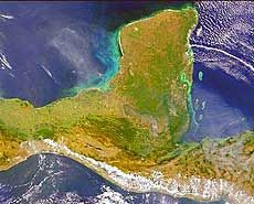 Yucatán peninsula, satellite image 