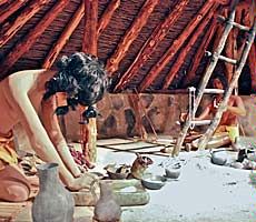 the Fremont pit house display at the USU Eastern Prehistoric Museum