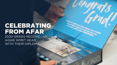 grad box with Aggie spirit gear.