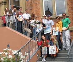 USU art students in front of the guest house