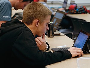 A student working on a laptop computer