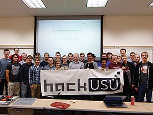 USU students preparing for Hack USU event in the College of Engineering