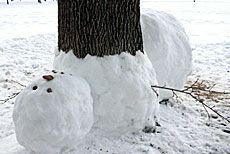 Snowman/tree on USU Quad