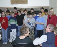 Theresa Allred and children at Edith Bowen School