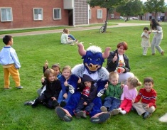Big Blue and friends at the Housing BBQ