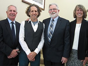 Inaugural professor Jim Rogers and USU administrators at his lecture