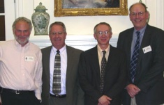 Chemistry and Biochemistry Department Head Steve Scheiner, President Stan Albrecht, Professor Hengge and College of Science Dean Donald W. Fiesinger