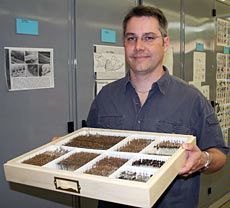 James Pitt with a specimen tray