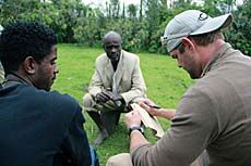 USU JCOM student Dale Nicholas interviewing veterans in Ethiopia