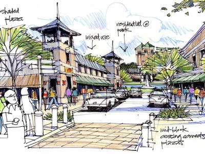 city sketch by artist Jim Richards