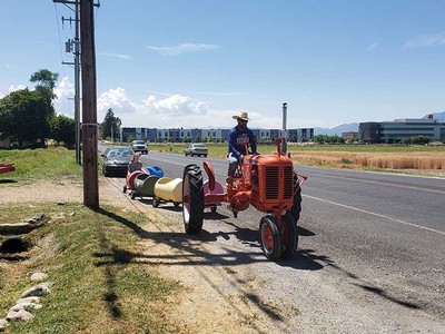 Josh Martin on a tractor