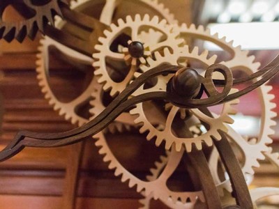 A wooden clock by Lee Welch