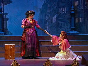 two characters on stage from the Lyric Rep 2015 production of 'The Mystery of Edwin Drood'