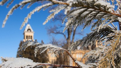 Old Main in winter.