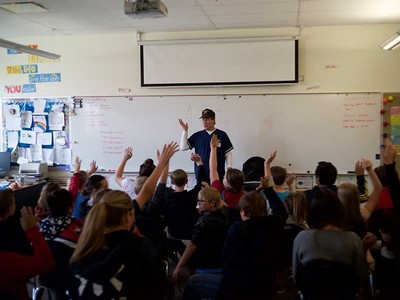 Nursing student Bill Wennell teaching first aid.