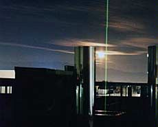 Green Beam shining from USU building