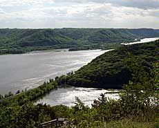 Mississippi River and bluff in Wisconsin