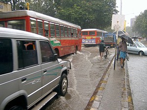 Flood street in Mumbai, India