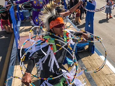 student dancing in parade