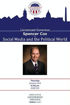 Spencer Fox flyer for USU Institute of Government and Politics event