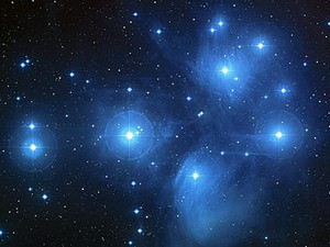 photograph of the Pleiades, an open cluster of almost 3,000 stars