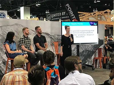 Renee Henze (DuPont), Brian Beckstead (Altra), Andrew Deceuster (USU) and Andrea Olsen (USU) present