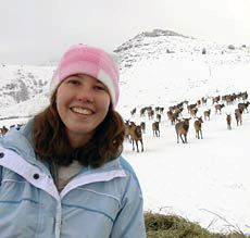 USU student Hope Braithwaite at Hardware Ranch in northern Utah