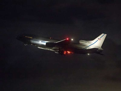 Northrop Grumman’s L-1011 Stargazer aircraft in flight.