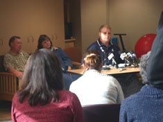 Robert Petersen speaking at the press conference 