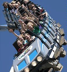 USU Physics Day students on rollercoaster at Lagoon