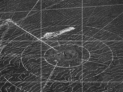 An aerial image of Dugway Proving Ground by David Maisel.