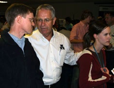 President Albrecht with high school students