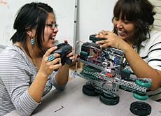 students at the Blanding Campus in the robotic program