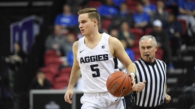 Sam Merrill on the court.
