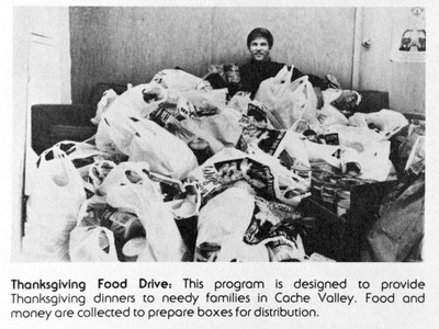 Historical image of the Thanksgiving Food Drive.
