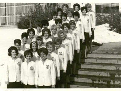 Angel Flight, pictured on the steps of the Student Union Building in the late 1960s.