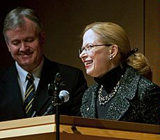 Sally Coveleskie represented Steinway & Sons during a visit to USU