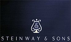 Steinway & Sons logo on a piano