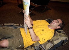 ASUSU officer reads in the new student lounge