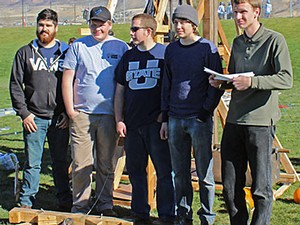 Pumpkin launch winning team, USU engineering students