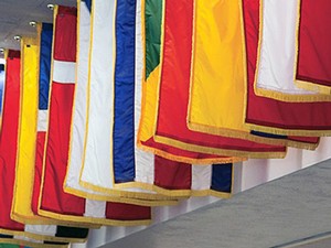flags from USU's International Lounge