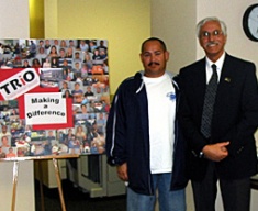 Director of Utah State's Student Support Services Nazih Al-Rashid with a student