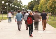 photo illustration, students walking