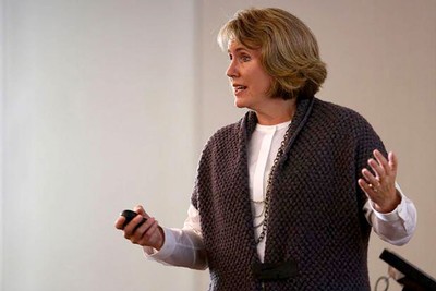 Susan Madsen teaches a lecture.