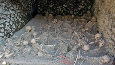 Herculaneum, Italy--Some victims of the eruption of Vesuvius in A.D. 79.
