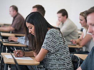 students taking a test